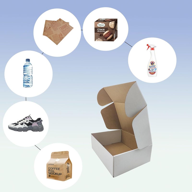 Livejun 11 x 8 x 4 inch Shipping Boxes Set of 20， White Corrugated Cardboard Box Mailer Boxes for Packaging Small Business Shipping，Mailing Boxes Bulk for Birthday Wedding Party Book Literature Gift Giving - Image 2